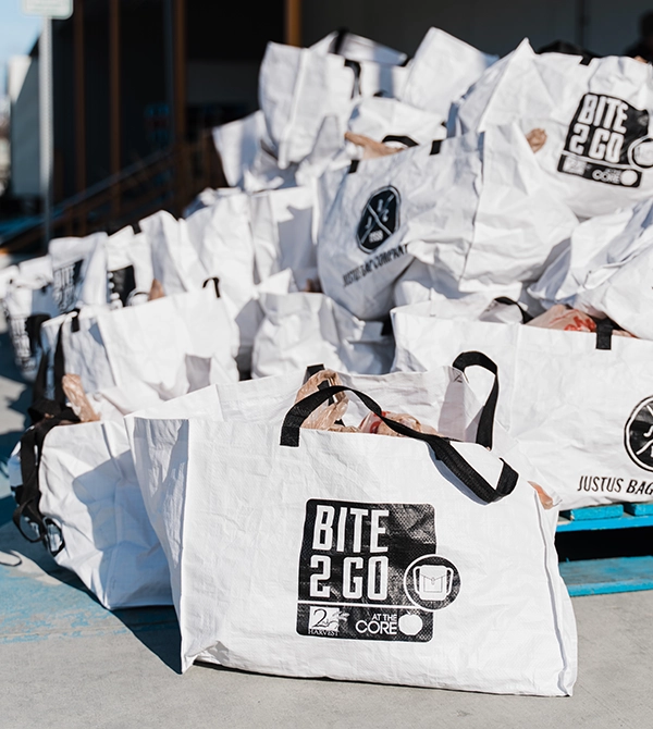 Bags of donated food from Bite2Go