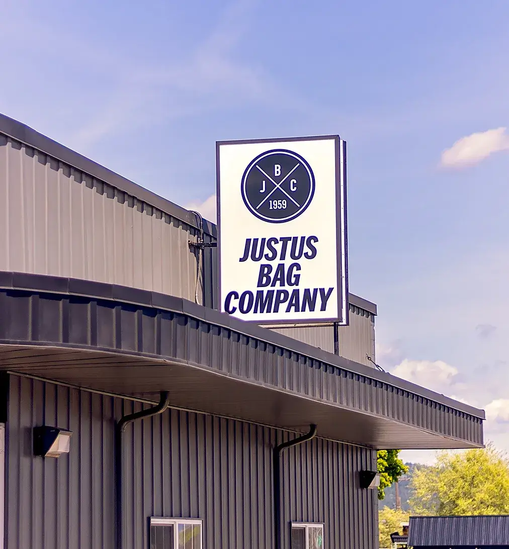 The Justus Bag Company exterior sign