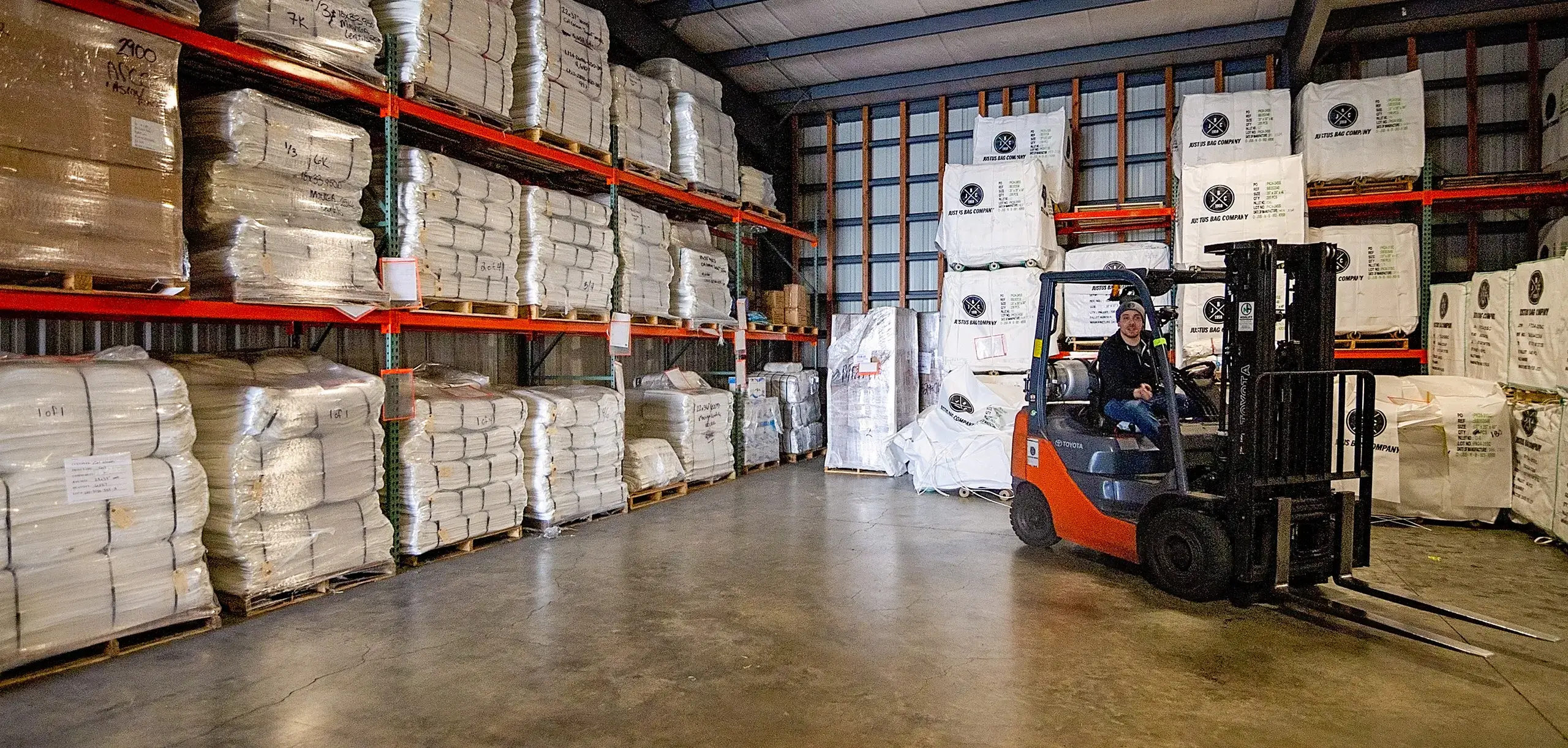 Inventory at the Justus Bag warehouse